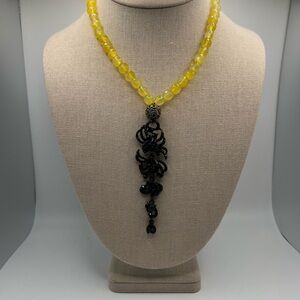 Elegant Yellow and Black Beaded Necklace
